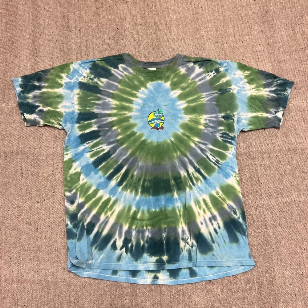 Vintage Mushroom Shirt Mens XL Green 2000s Y2K Tie Dye